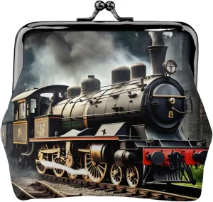 Steam Locomotive Train print Coin Purse, Mini Change Purse for Women Small Coin Purse for Key Headset Lipstick