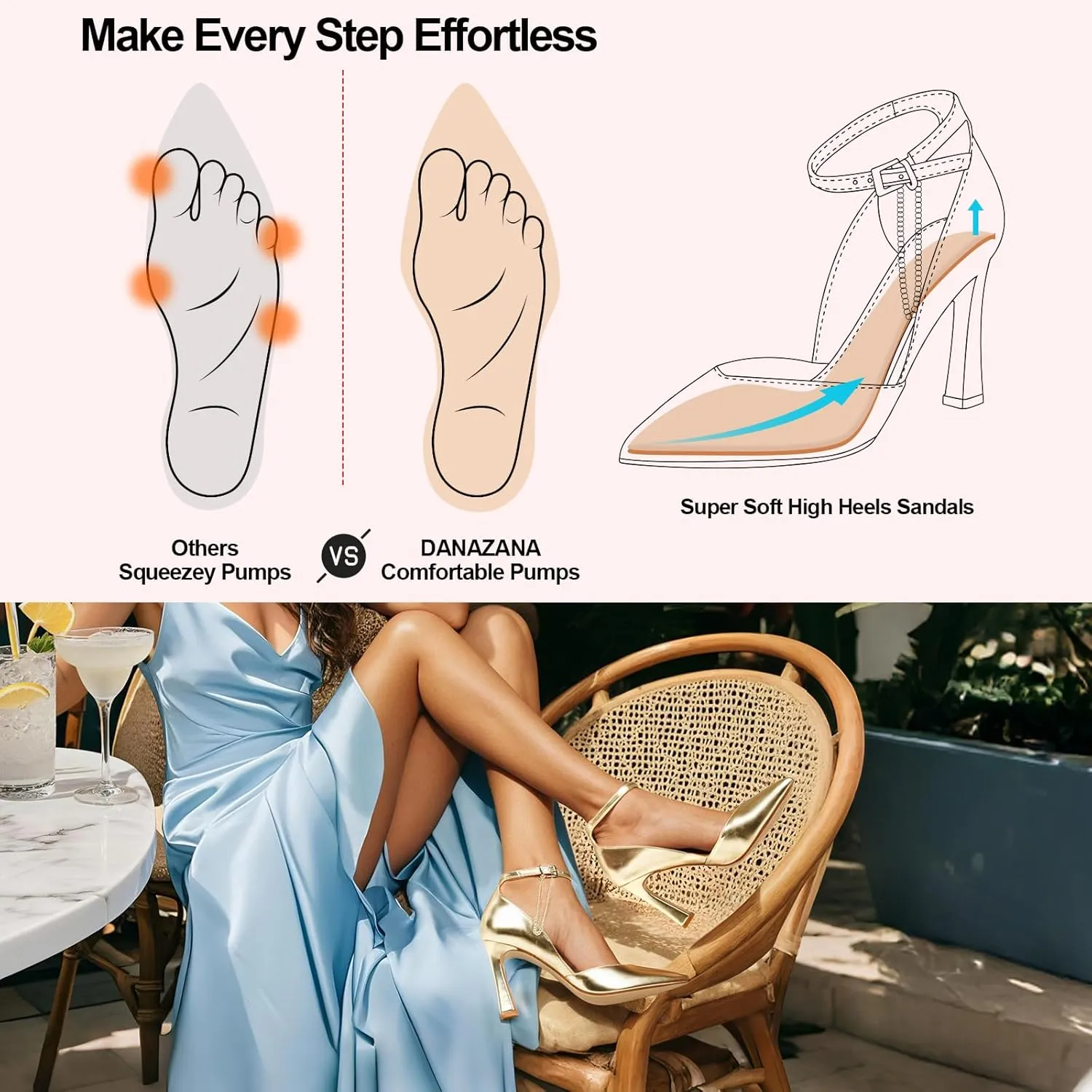 Stilettos High Heels Pumps Women Closed Pointed Toe Chain Ankle Strap Kitten Heeled Pumps Shoes Party Wedding Dressy Shoes Pumps for Lady Size 6-10