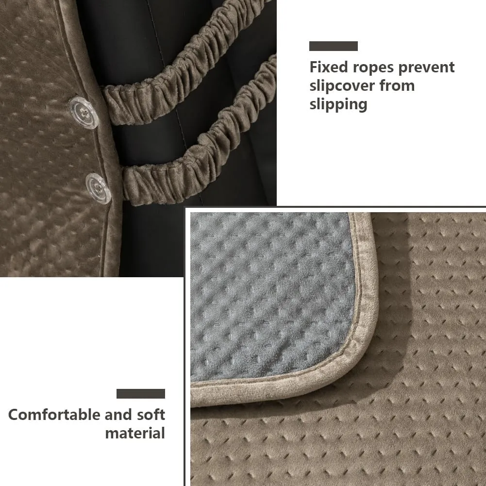 STONECREST Recliner Chair Cover, Water Resistant Velvet Quilted Slipcover, Stay in Place (Brown/Grey, Recliner 25" Regular)
