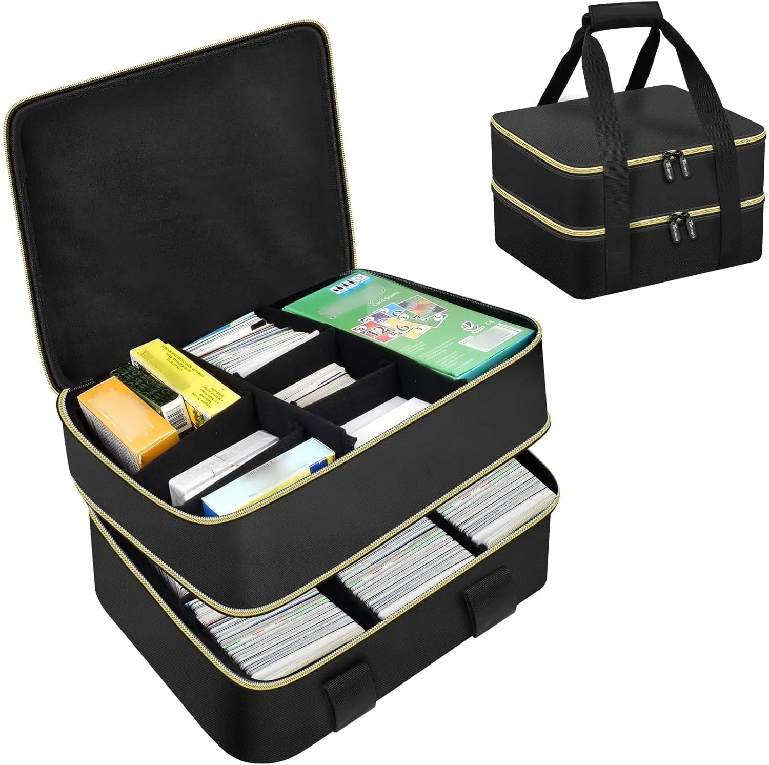 Storage Bag for Trading Cards 4000 , Double Layers Case Box with dividers Compatible with Taco for The Uzzle for PM TCG for Yugioh for MTG and Football Baseball Card， Carrying Container Box