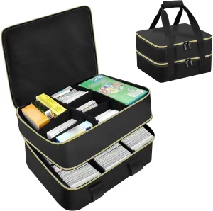 Storage Bag for Trading Cards 4000 , Double Layers Case Box with dividers Compatible with Taco for The Uzzle for PM TCG for Yugioh for MTG and Football Baseball Card， Carrying Container Box