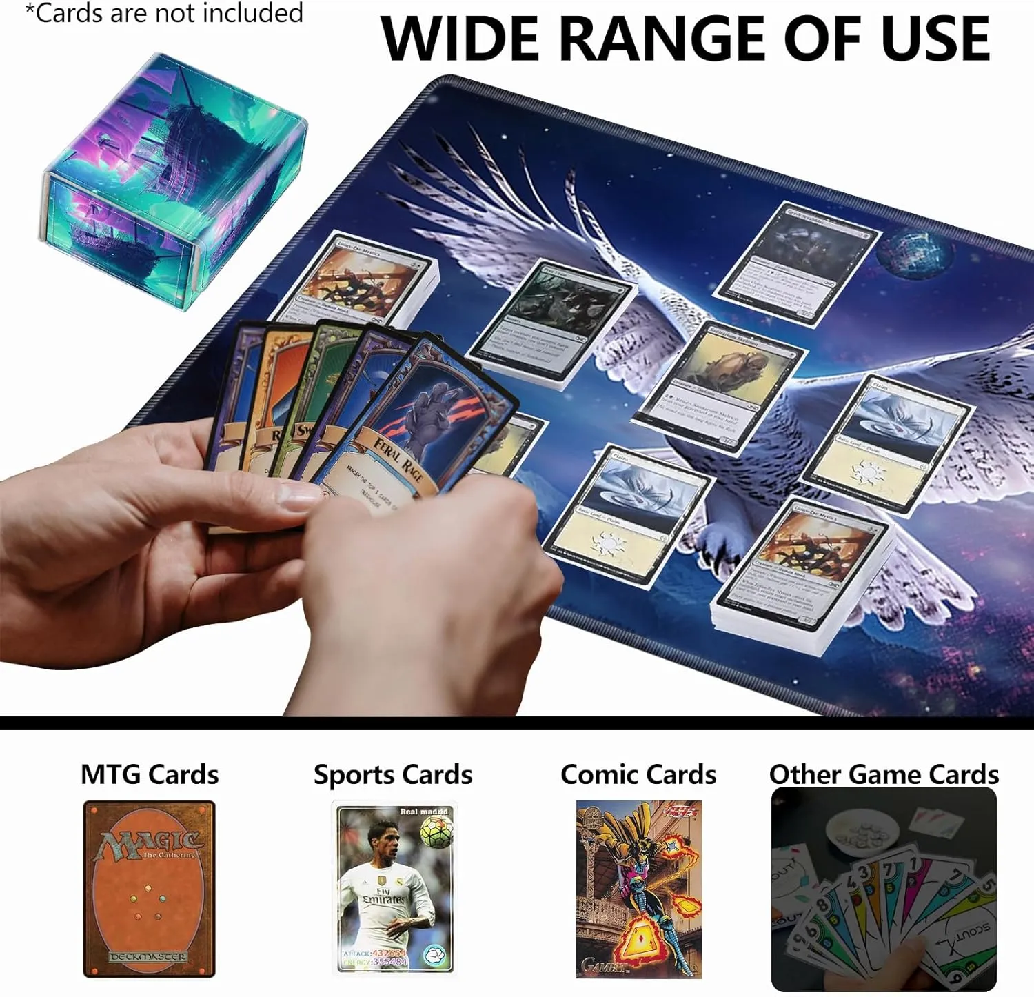 Strong Magnet Card Case Deck Box Mtg Card Box Playing Card Box Magic Deck Box Tcg Up to 200 Cards Creative Pattern Trading Card Storage Box for Collectible Card Games, A Purple Sailing Ship