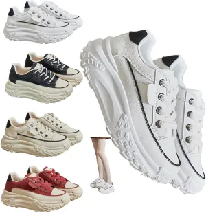 Stylish Chunky Sneakers for Women - Breathable White Mesh Platform Shoes, Perfect for Casual Walks, Running & Everyday Fashion. Lightweight and Comfortable with Non-Slip Design!