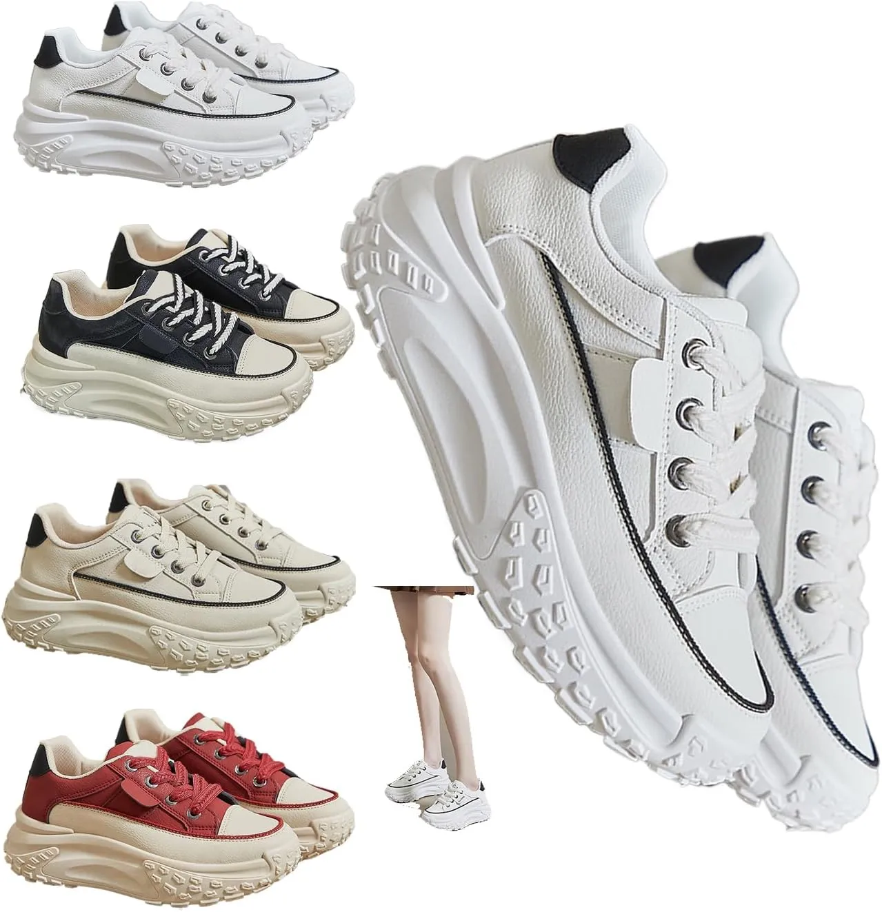 Stylish Chunky Sneakers for Women - Breathable White Mesh Platform Shoes, Perfect for Casual Walks, Running & Everyday Fashion. Lightweight and Comfortable with Non-Slip Design!