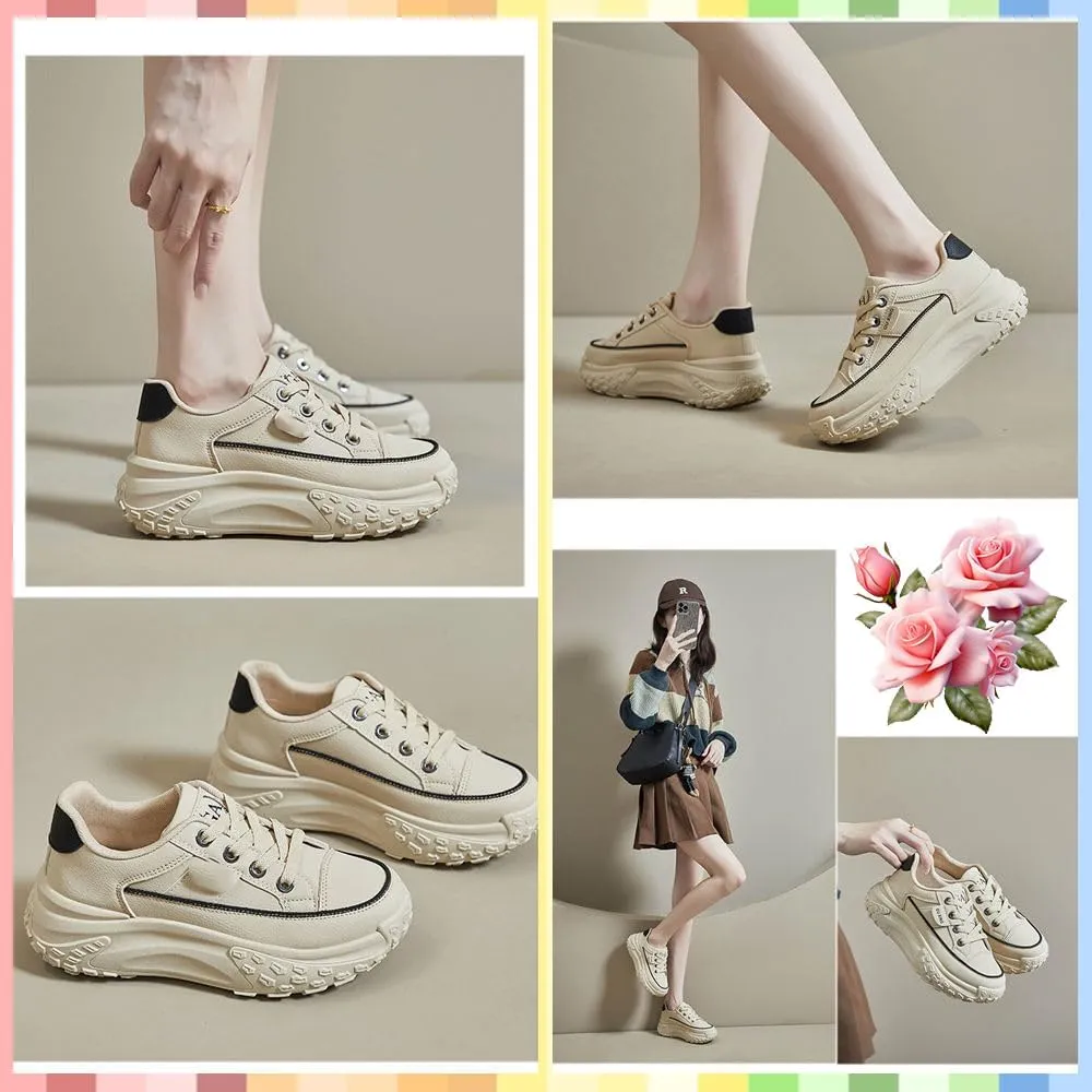 Stylish Chunky Sneakers for Women - Breathable White Mesh Platform Shoes, Perfect for Casual Walks, Running & Everyday Fashion. Lightweight and Comfortable with Non-Slip Design!