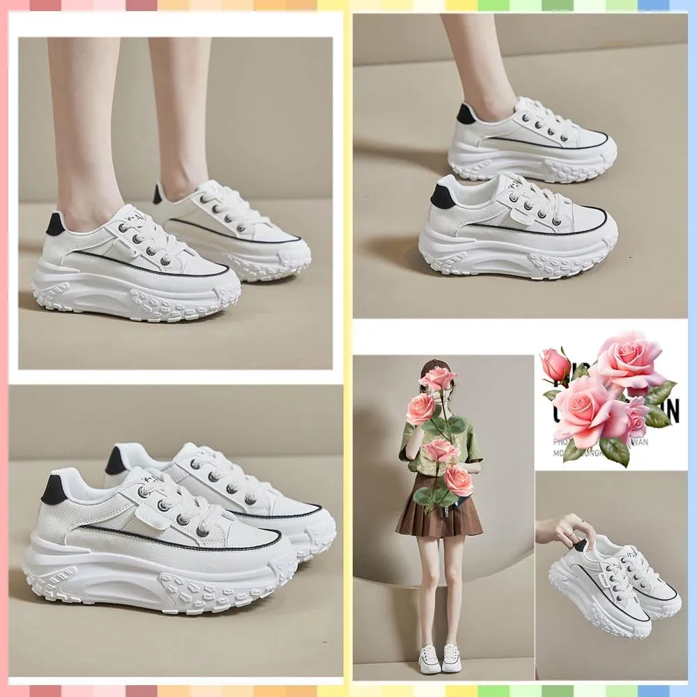 Stylish Chunky Sneakers for Women - Breathable White Mesh Platform Shoes, Perfect for Casual Walks, Running & Everyday Fashion. Lightweight and Comfortable with Non-Slip Design!