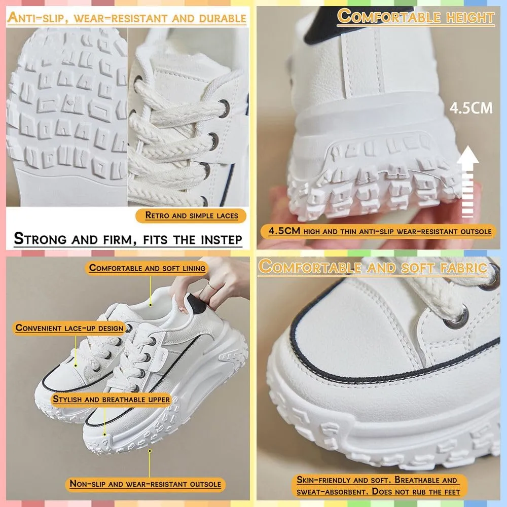 Stylish Chunky Sneakers for Women - Breathable White Mesh Platform Shoes, Perfect for Casual Walks, Running & Everyday Fashion. Lightweight and Comfortable with Non-Slip Design!