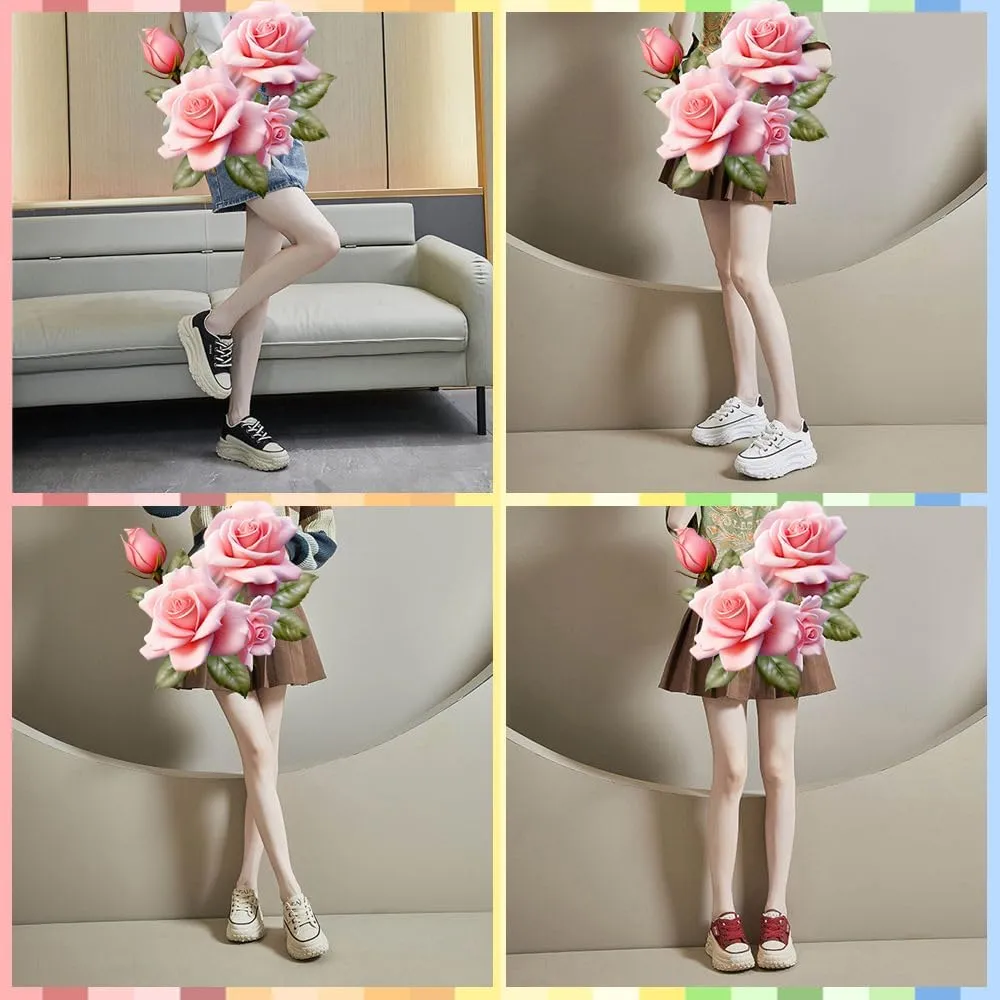 Stylish Chunky Sneakers for Women - Breathable White Mesh Platform Shoes, Perfect for Casual Walks, Running & Everyday Fashion. Lightweight and Comfortable with Non-Slip Design!