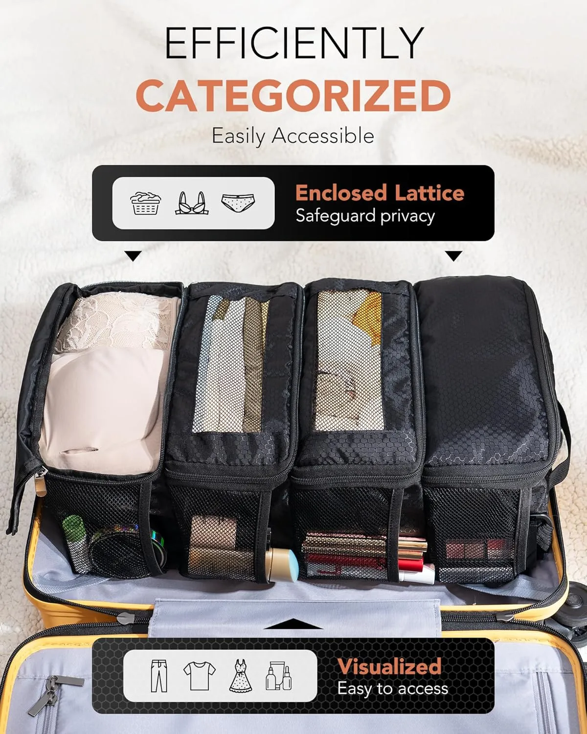 Suitcase Organizer, Travel Luggage Organizer Hanging Shelves Packing Cube Closet/Collapsible Portable Travel Organizer for Carry-on