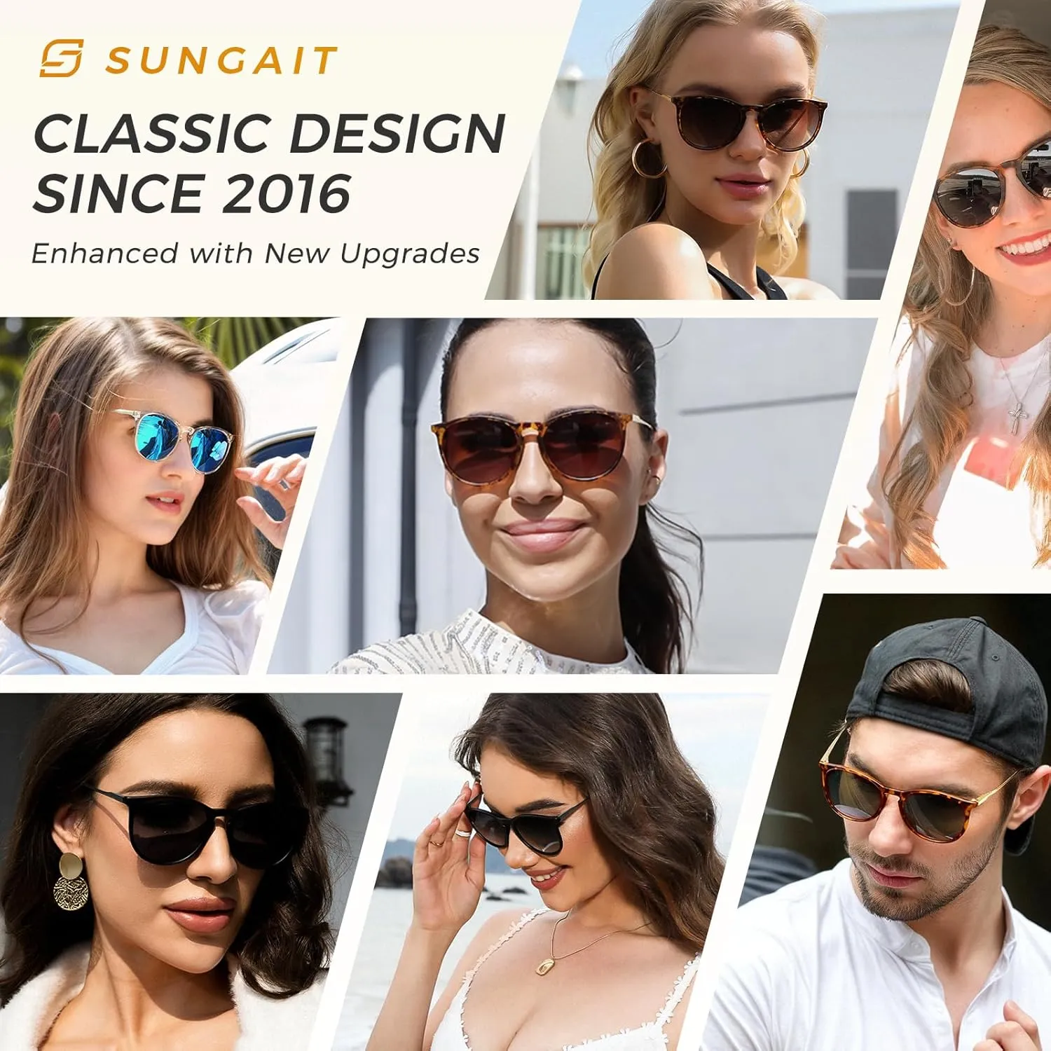 SUNGAIT Original Design Trendy Sunglasses Polarized Vintage Round Classic Retro Style for Women and Men