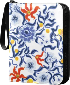 susiyo Chinoiserie Style Colorful Flowers Card Binder 400 Pockets Cute Trading Football Collectible Card Albums