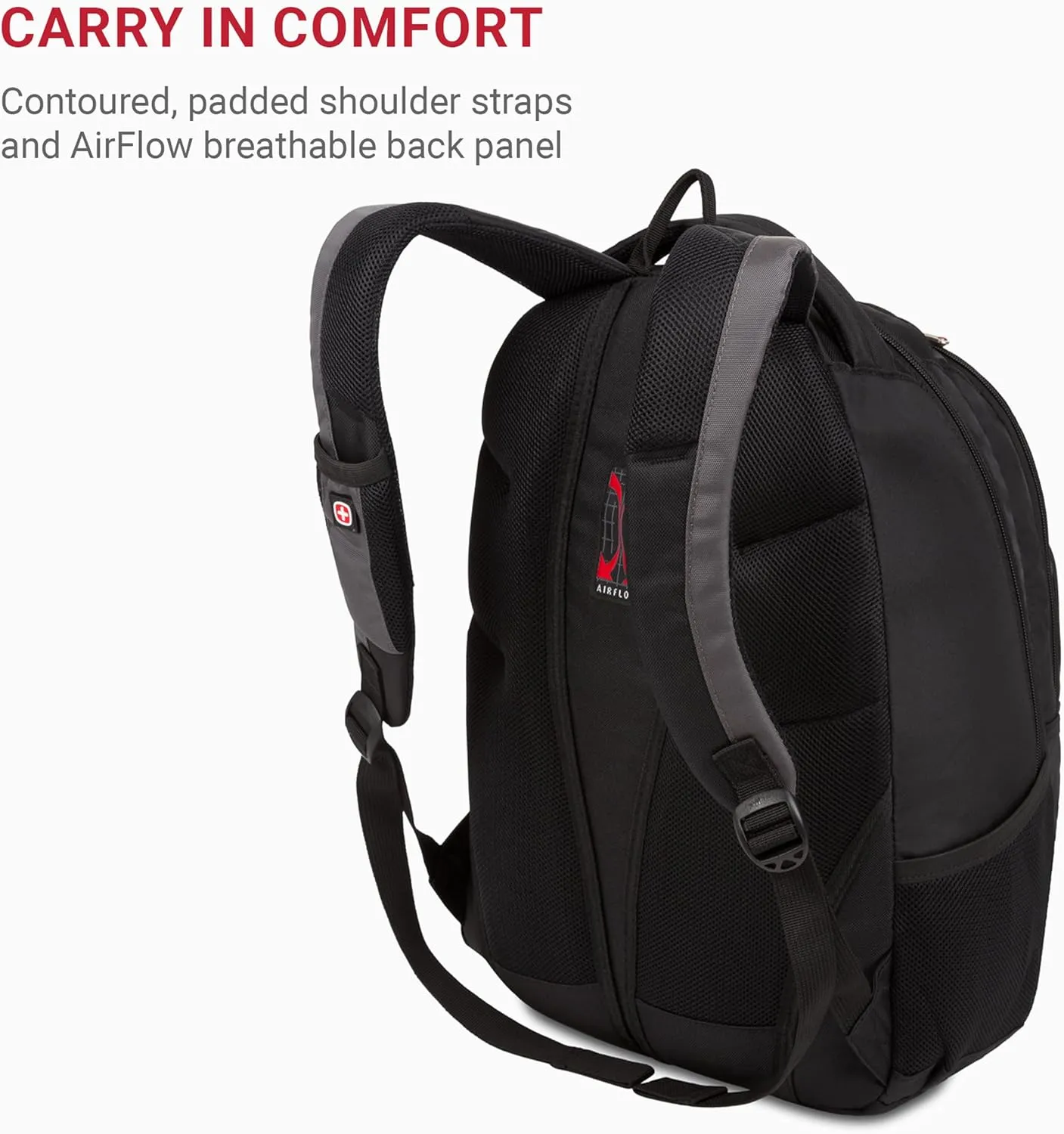 SwissGear 1186 Bungee Backpack, Black/Grey, 17-Inch