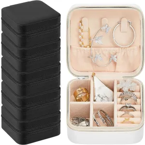 Taiyin 6 Pcs Travel Jewelry Case Organizer Bridesmaid Gift Boxes Mini Storage Organizer Box(Black, White)