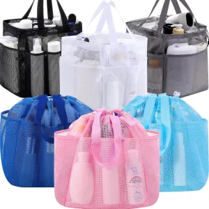 Talltalk 6 Pack Mesh Shower Caddy Portable Shower Caddy Basket Bag Tote with 8 Pockets and Drawstring Quick Dry for College Dorm Room Toiletry Bathroom Essentials Gym Camp Travel (Classic Colors)