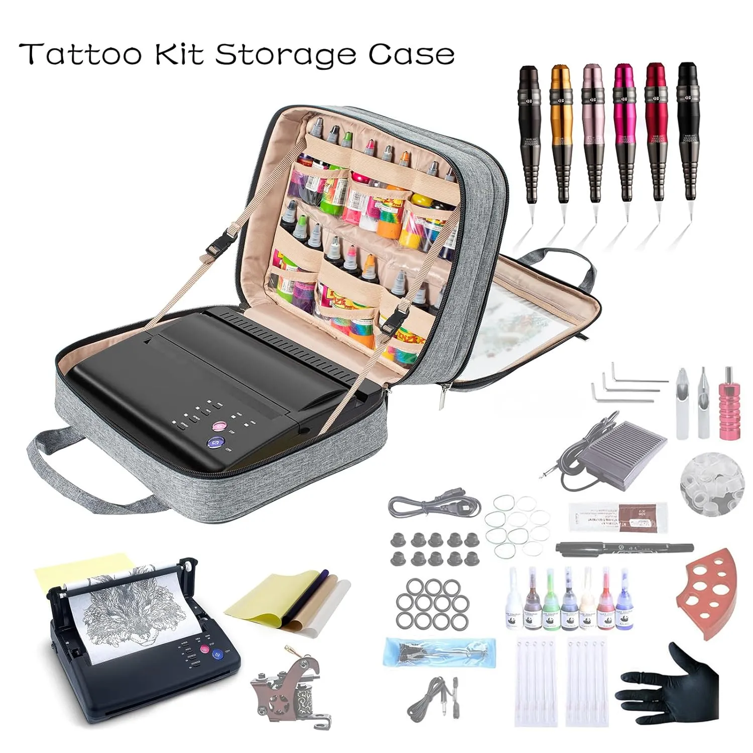 Tattoo Carrying Case-Tattoo Supplies Organizer-Tattoo Kit Case -Tattoo Supplies Carrying Bag for Tattoo Stencil Printer, Tattoo Ink, Tattoo Equipment, Tatoo Pens Black (BAG ONLY)