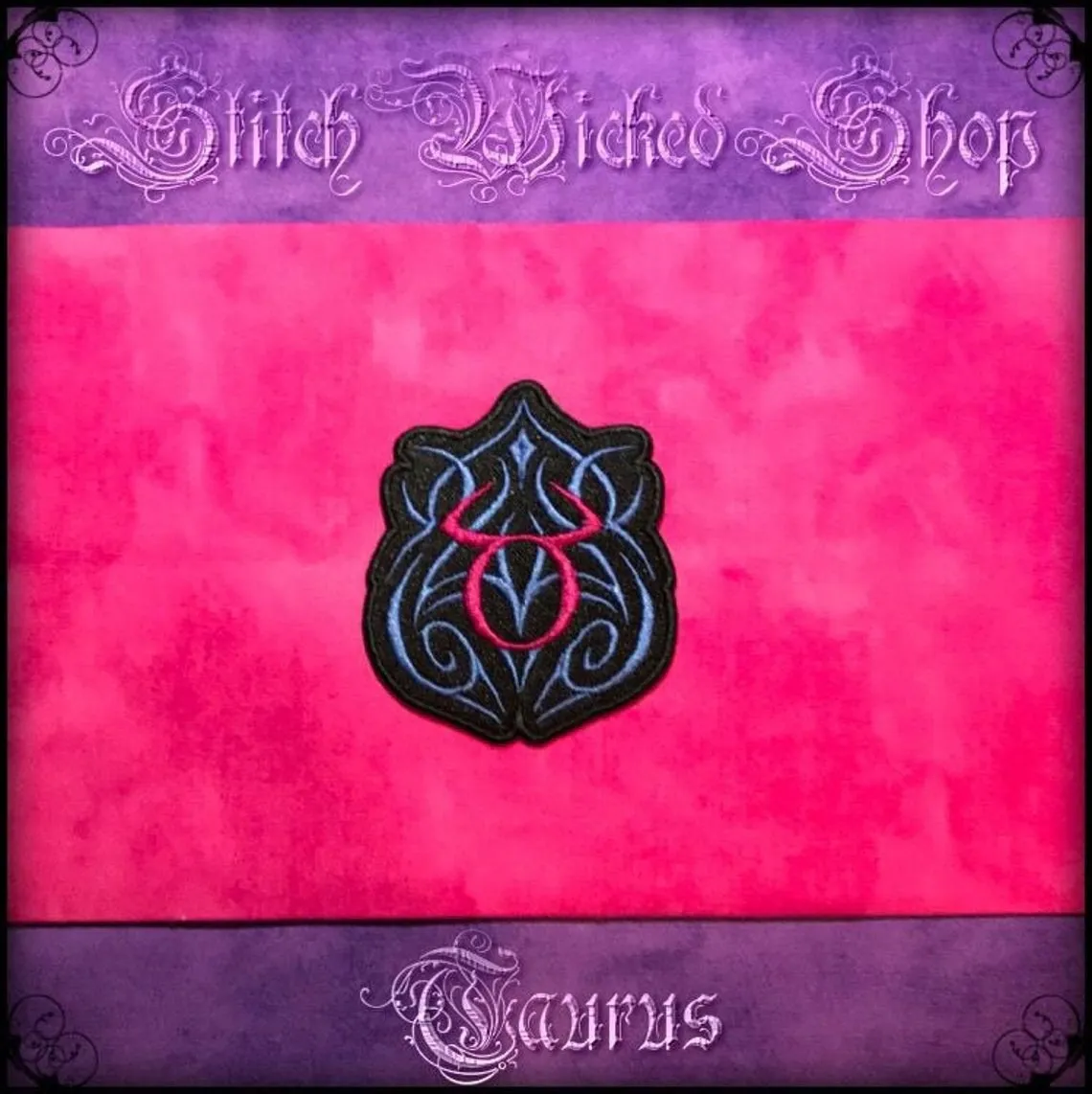 Taurus Tribal Zodiac, Fully Embroidered Patch