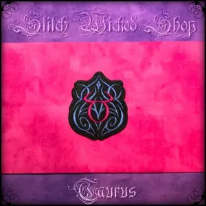 Taurus Tribal Zodiac, Fully Embroidered Patch