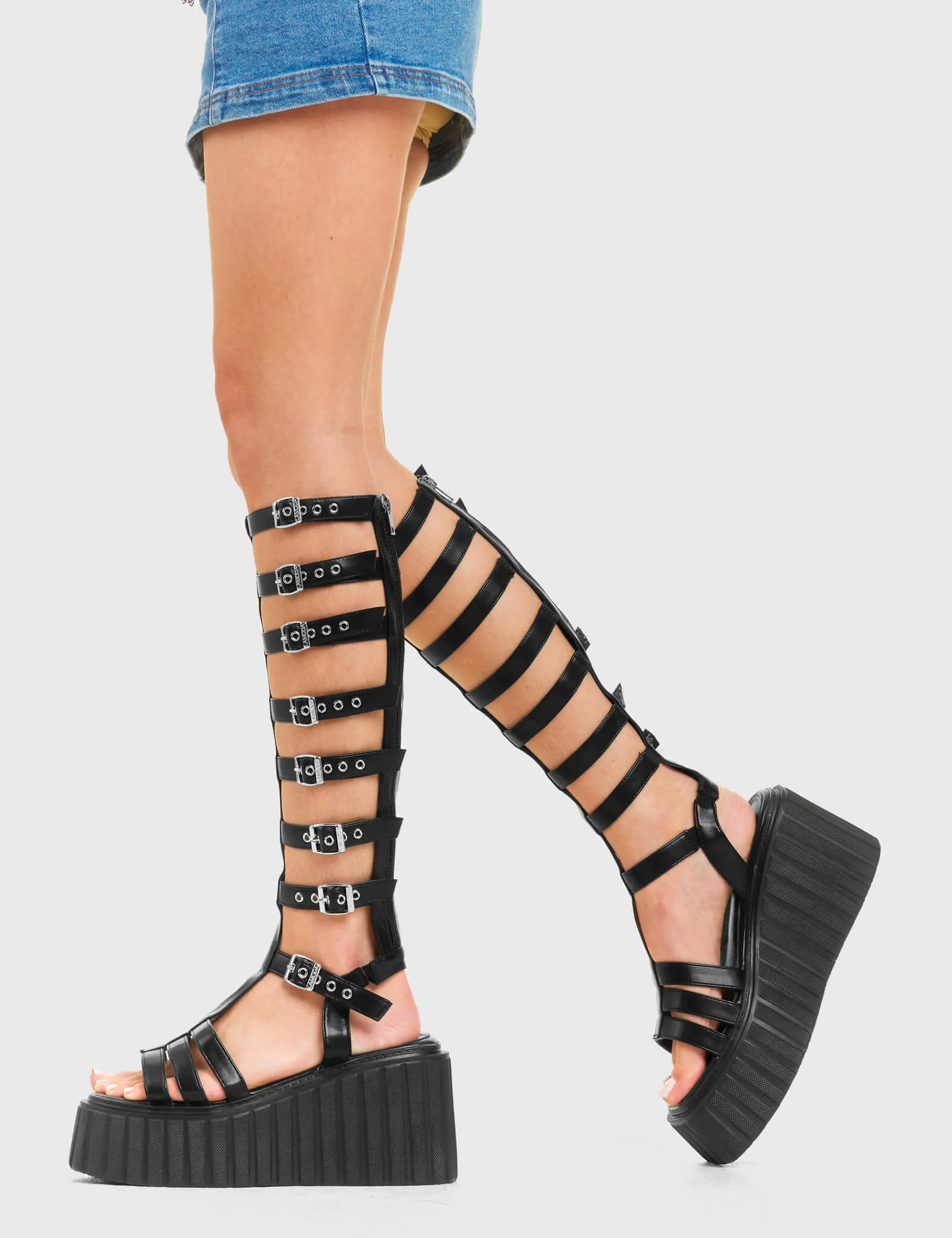 Tell Me Why Chunky Platform Creeper Knee High Boots