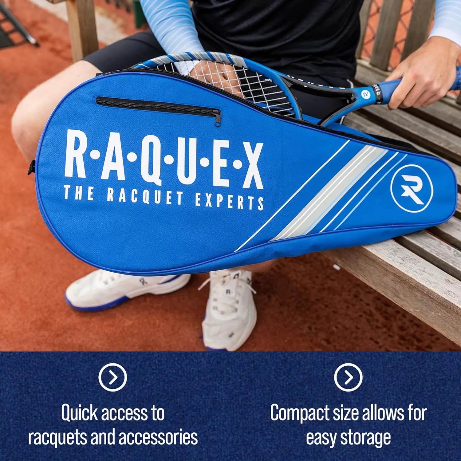 Tennis Racket Bag - Blue or Black - Tennis Racket Bag, Squash and Badminton Bag for 2 Rackets and Accessories with Shoulder Strap