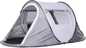 Tents for Camping Automatic Pop Up Camping Tent with 2 Mesh Doors 2 Mesh Windows Rainproof Instant Tent Outdoor Beach Tent (Color : Gris, Size : 250 * 150 * 110CM)
