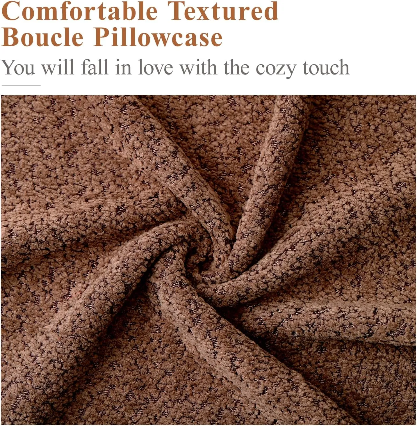 Textured Boucle Throw Pillow Covers 18×18 Inch, 2 Pack Square Throw Pillow Case with Zipper, Decorative Throw Pillow Protector for Living Room Bedroom Sofa Bed Office, Camel and Brick