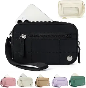 The Iris' Wallet 2nd Gen, Women's Waterproof Nylon Quilted 3 Zipper Purse Wallet With ID Window