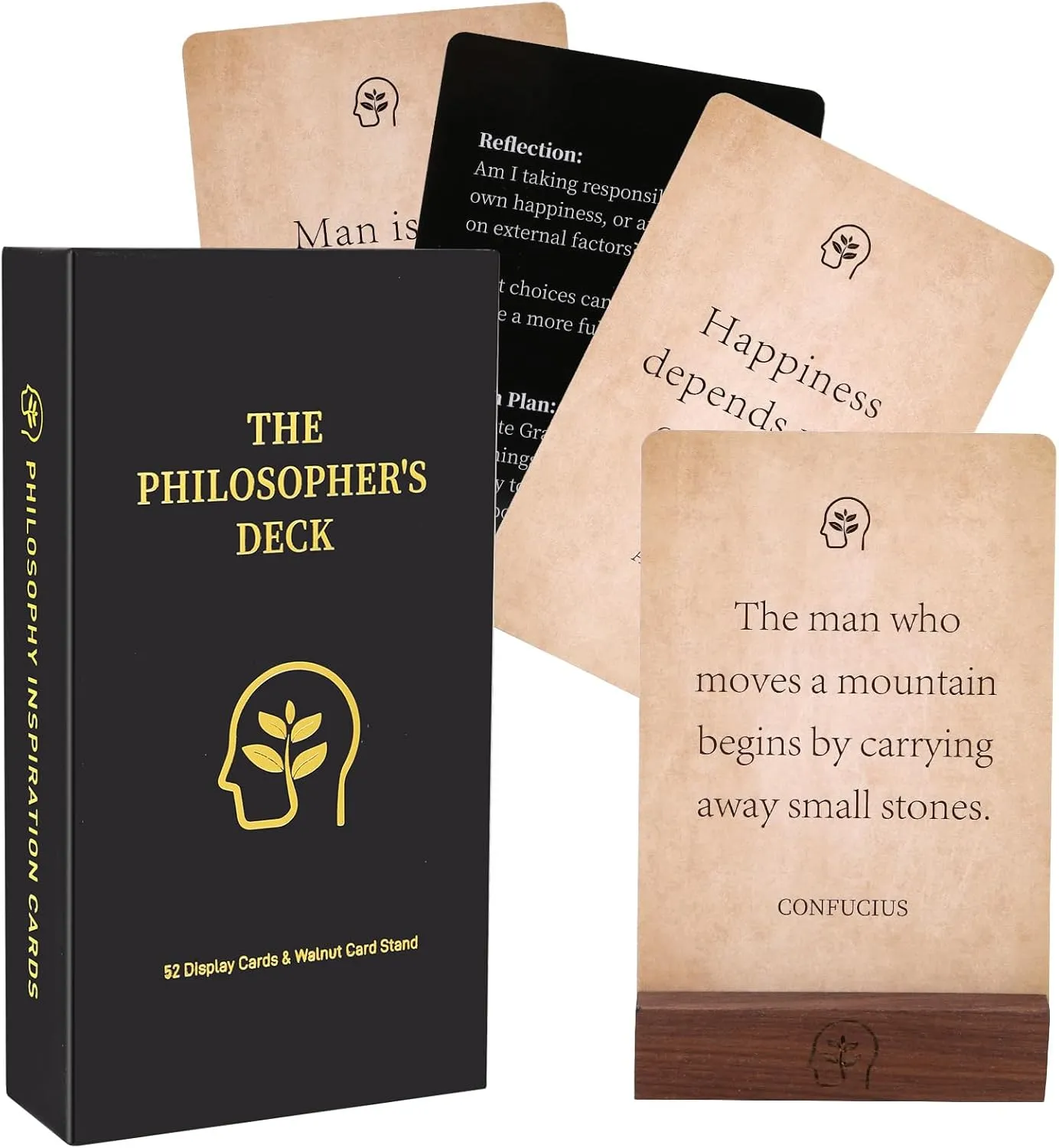 The Philosopher's Deck, 52 Stoic Philosophy Quote Cards with Display Stand Journal Prompts Action Plan for Personal Growth, Great Gifts for Men Women, Daily Stoicism Reflections Office Desk Decor