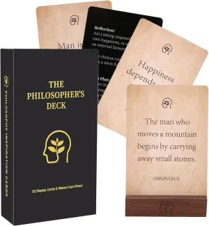 The Philosopher's Deck, 52 Stoic Philosophy Quote Cards with Display Stand Journal Prompts Action Plan for Personal Growth, Great Gifts for Men Women, Daily Stoicism Reflections Office Desk Decor