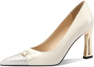 TinaCus Women's Cap Toe Glossy Patent Leather Handmade High Heels Trendy Dress Pumps Shoes
