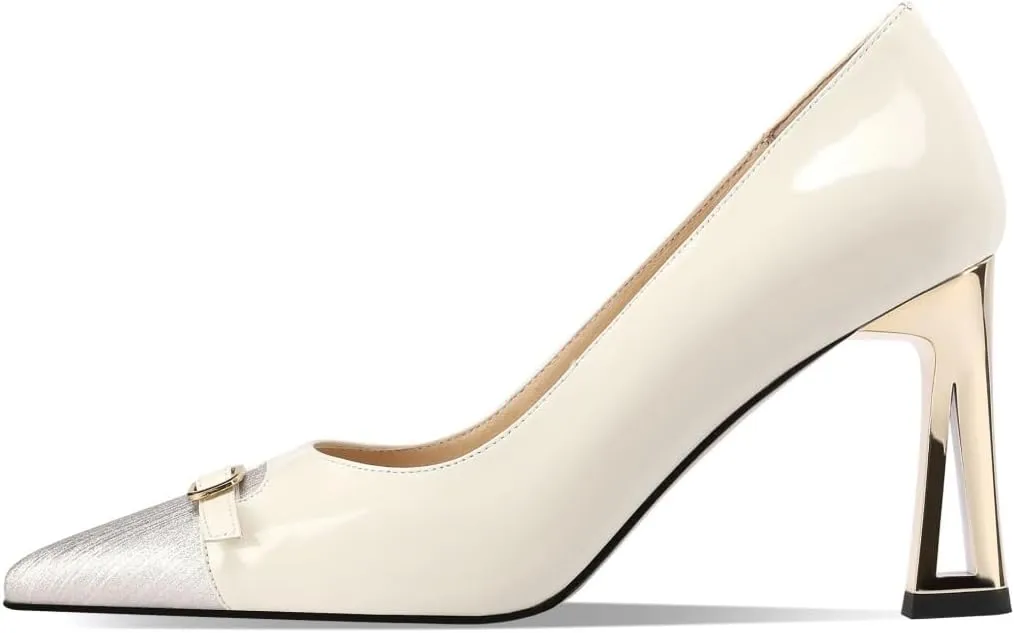 TinaCus Women's Cap Toe Glossy Patent Leather Handmade High Heels Trendy Dress Pumps Shoes