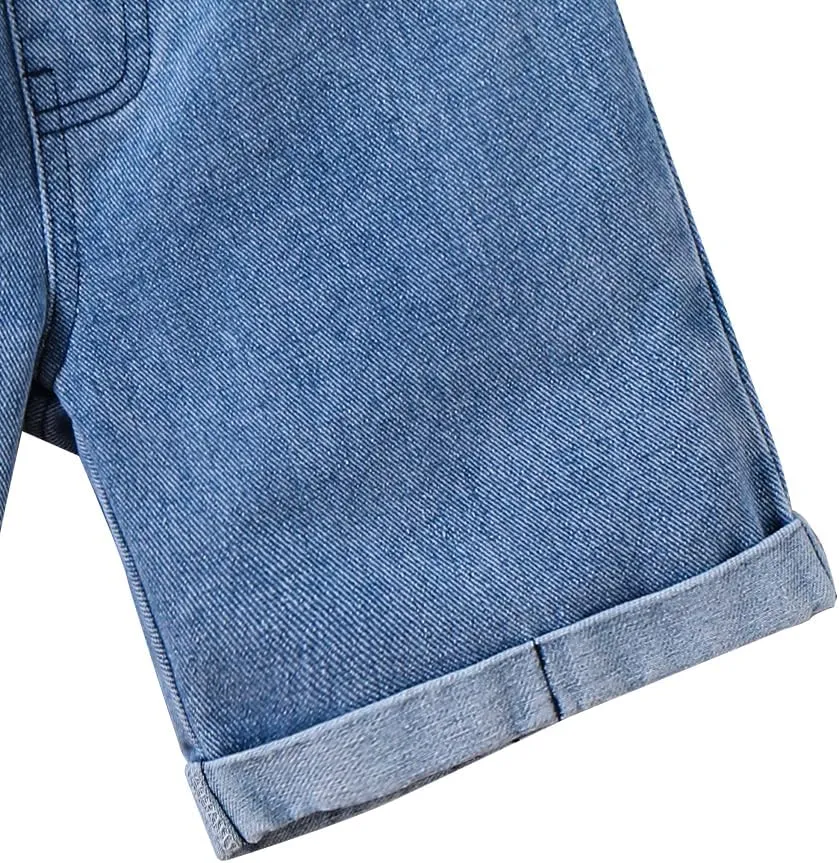 Toddler Boy Shorts Sets -Letter Graphic Print Short Sleeve T Shirt Top and Denim Shorts Suits -Boy Summer Outfits