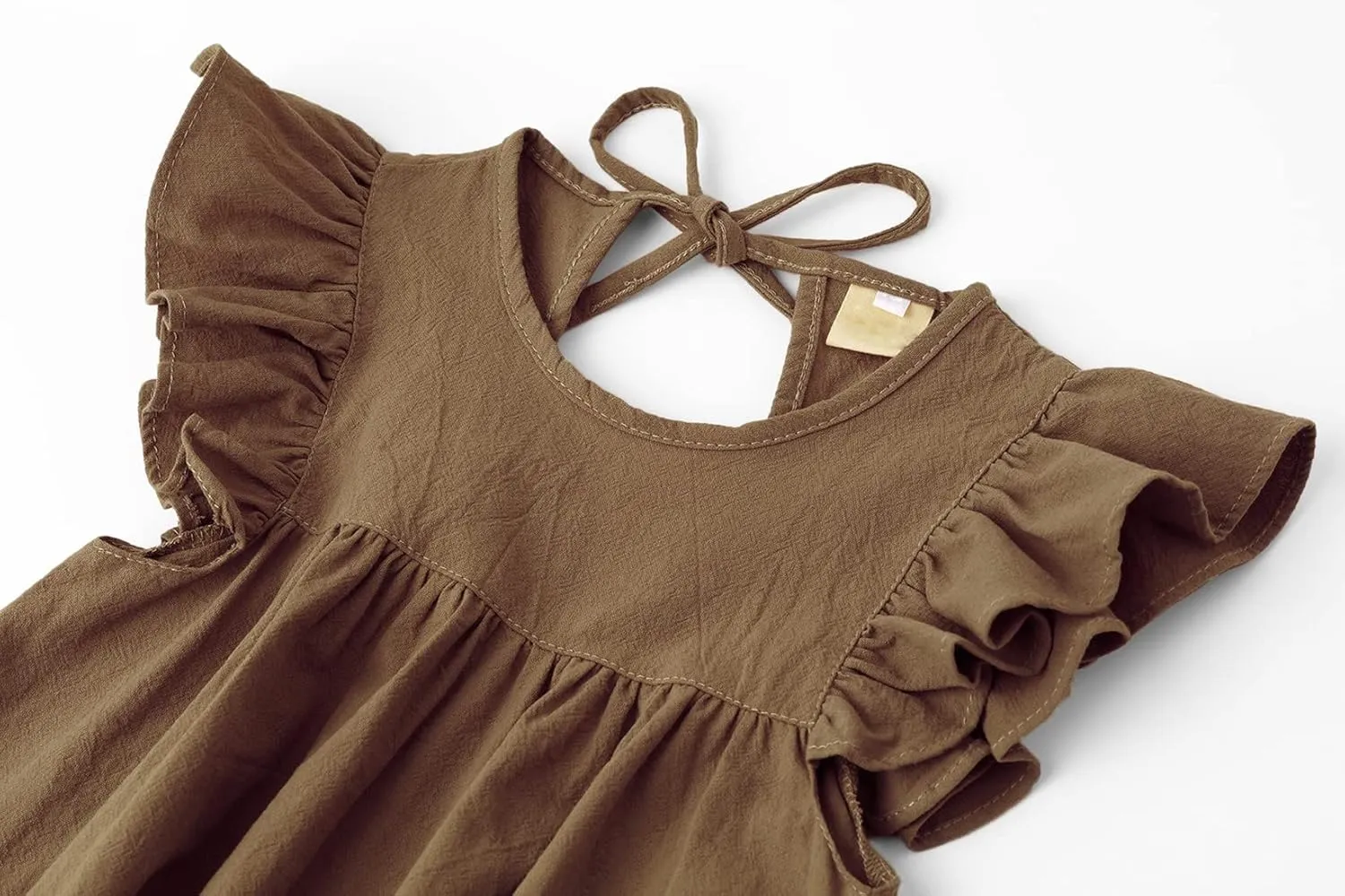 Toddler Linen Dress Baby Girls Ruffle Halter Sleeveless Casual Party Dresses
