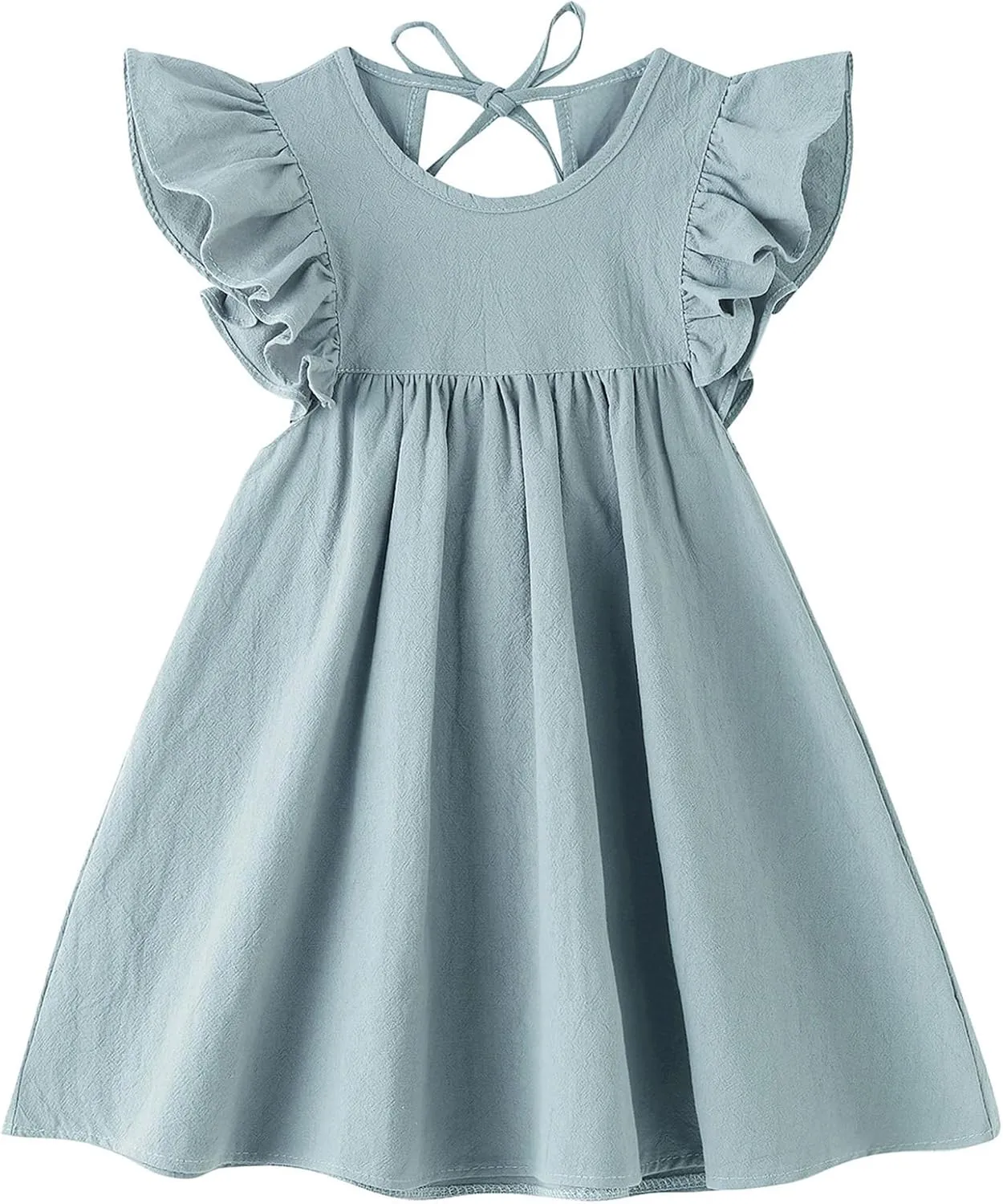 Toddler Linen Dress Baby Girls Ruffle Halter Sleeveless Casual Party Dresses