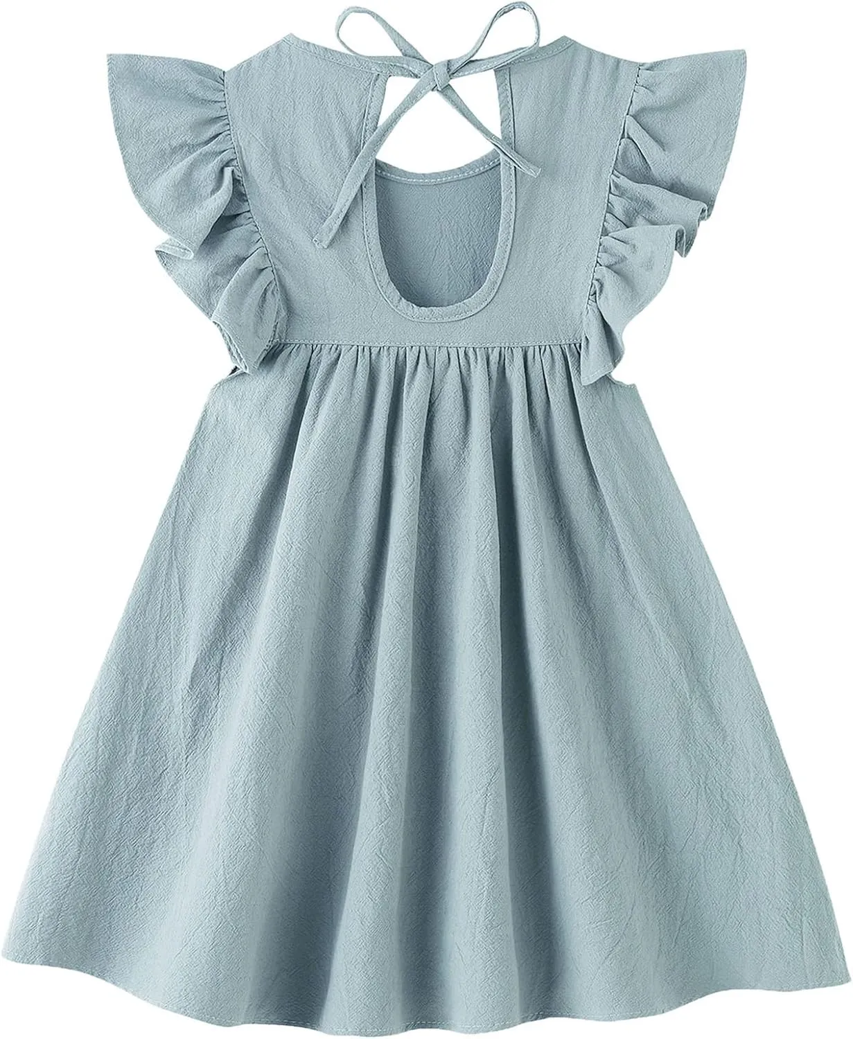 Toddler Linen Dress Baby Girls Ruffle Halter Sleeveless Casual Party Dresses