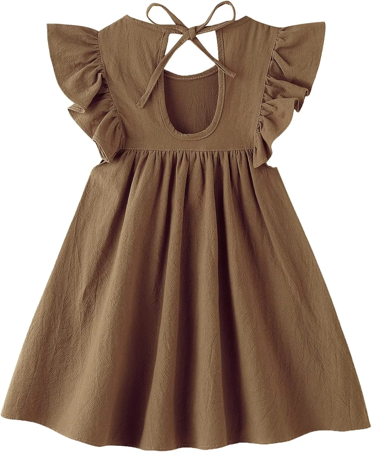 Toddler Linen Dress Baby Girls Ruffle Halter Sleeveless Casual Party Dresses