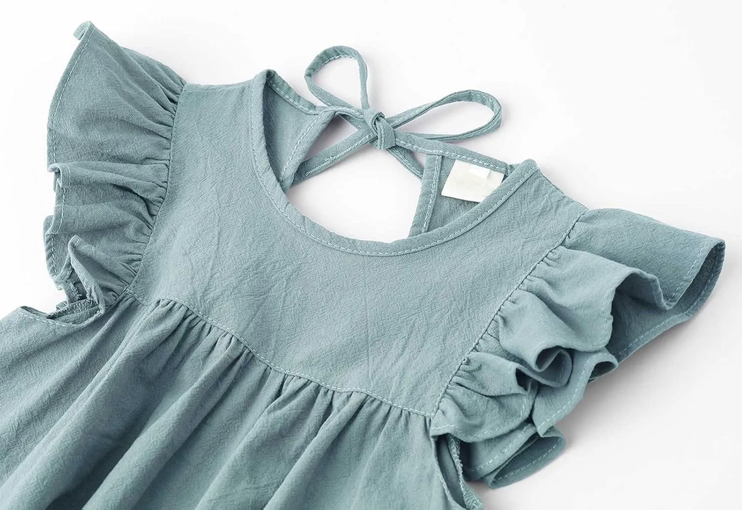 Toddler Linen Dress Baby Girls Ruffle Halter Sleeveless Casual Party Dresses