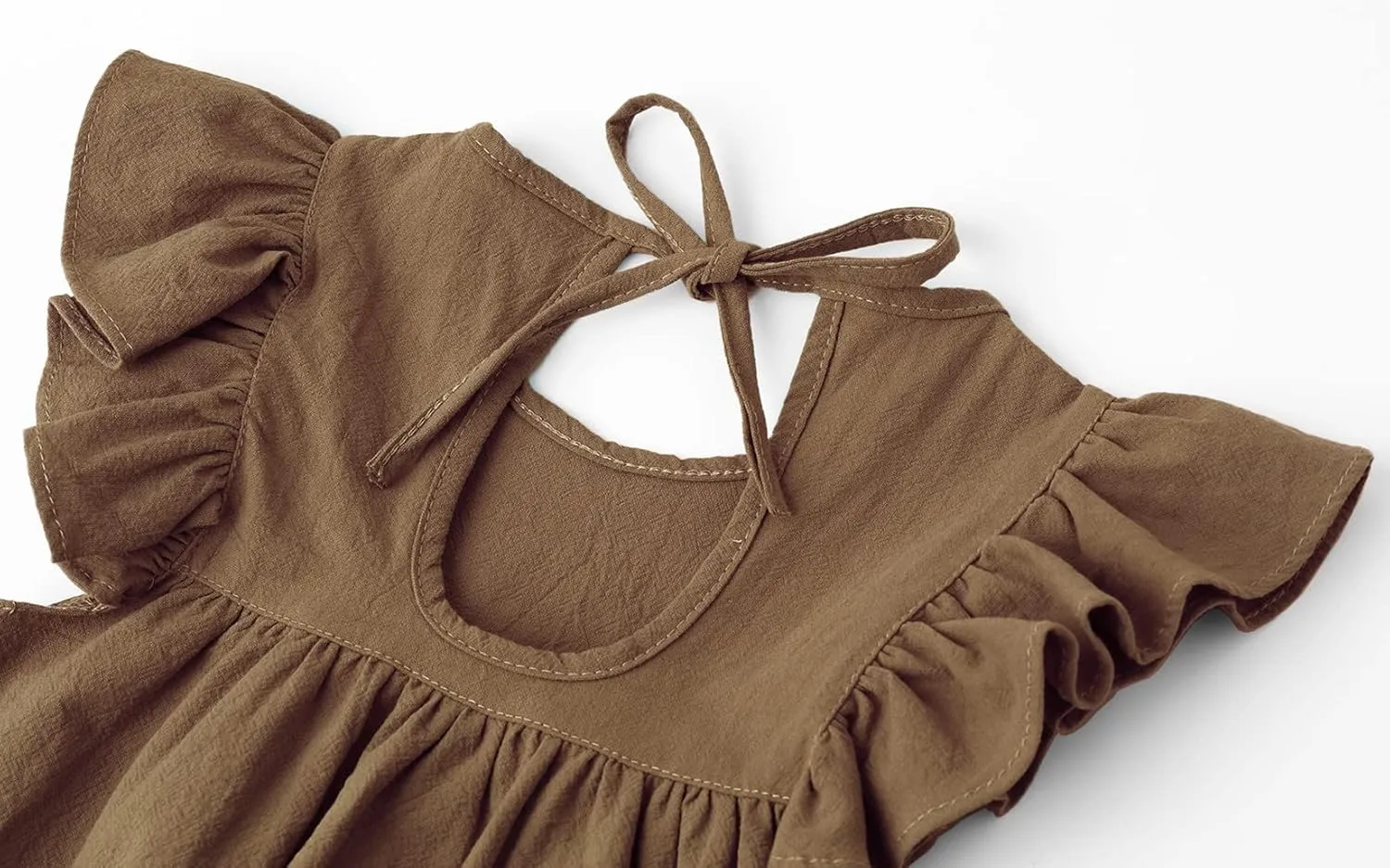Toddler Linen Dress Baby Girls Ruffle Halter Sleeveless Casual Party Dresses