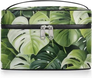Toiletry Bags Tropic Palm Leaves Large Capacity Travel Makeup Organizer Case, Tropical Leaves Portable Toiletry Bag for Women Makeup Brush Bag Storage Bag