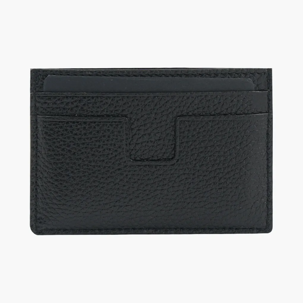 Tom Ford Black-Gold Leather Wallet Made in Italy with Card Slots and Dust Bag