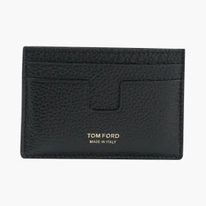 Tom Ford Black-Gold Leather Wallet Made in Italy with Card Slots and Dust Bag