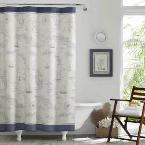 Tommy Bahama - Shower Curtain, Tropical Fabric Shower Curtain, Durable & Medium Weight Bathroom Decor (Caribbean Sea Blue, 72" x 72"), USHS6A1044824