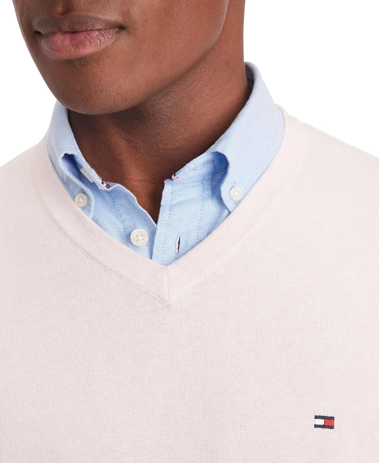 Tommy Hilfiger Men's Essential Long Sleeve Cotton V-Neck Pullover Sweater