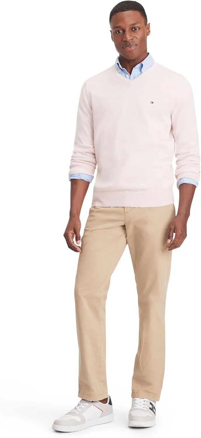 Tommy Hilfiger Men's Essential Long Sleeve Cotton V-Neck Pullover Sweater