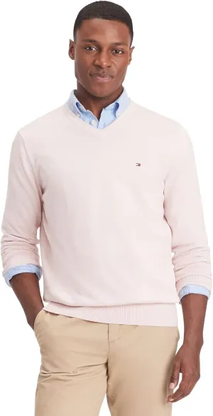 Tommy Hilfiger Men's Essential Long Sleeve Cotton V-Neck Pullover Sweater