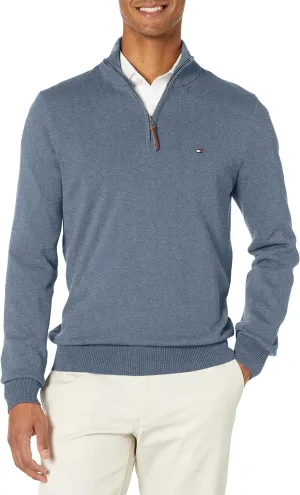 Tommy Hilfiger Men's Long Sleeve Cotton Quarter Zip Pullover Sweater