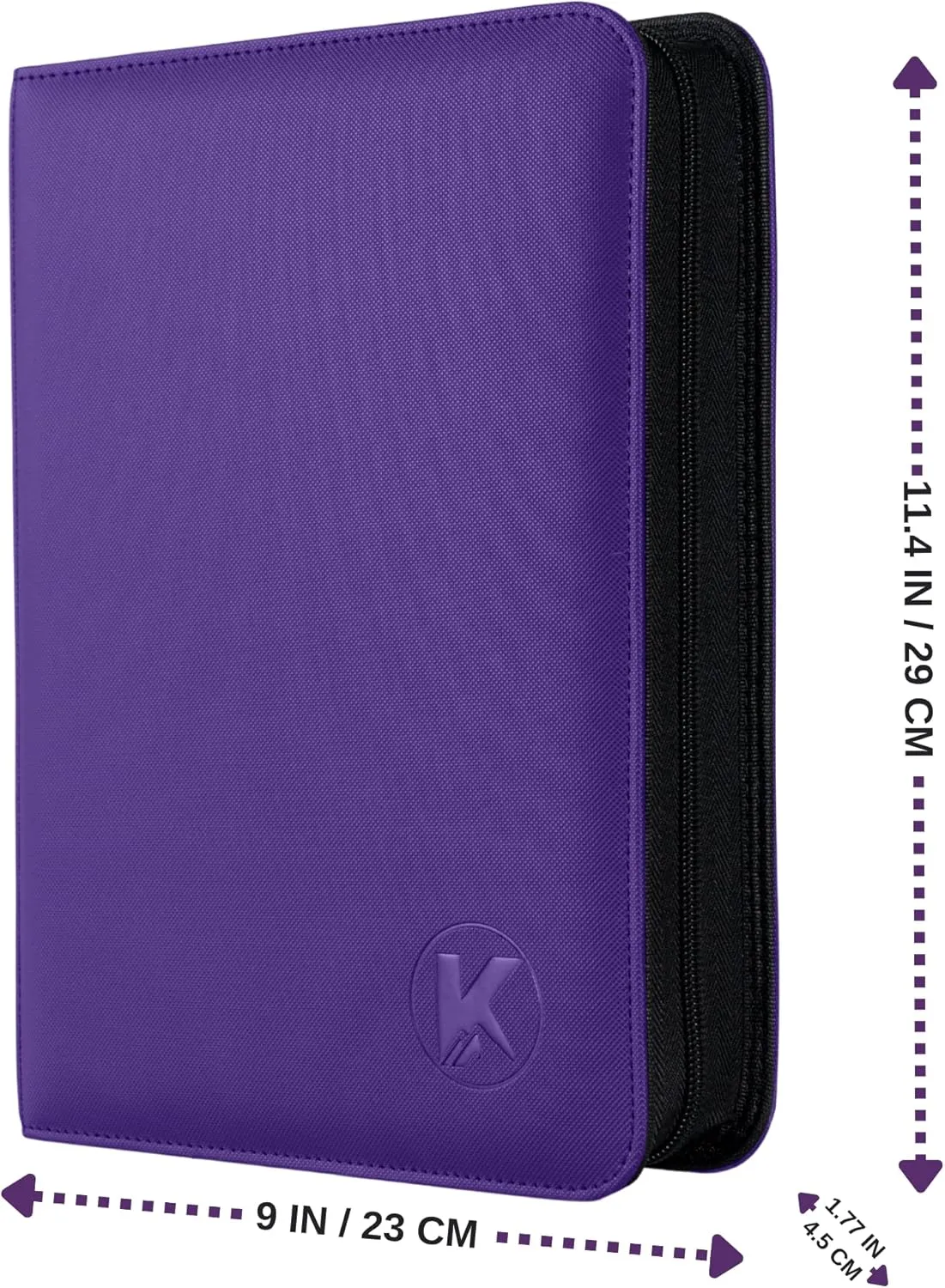 Toploader Binder, Holds 112  Toploaders, 4 Pocket Top Loader Card Storage Case, Double-Sided Pockets for trading card in 3 x 4'' Toploaders (Pueple)