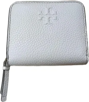 Tory Burch 146463 Thea New Ivory White With Gold Hardware Pebbled Leather Women's Bifold Wallet