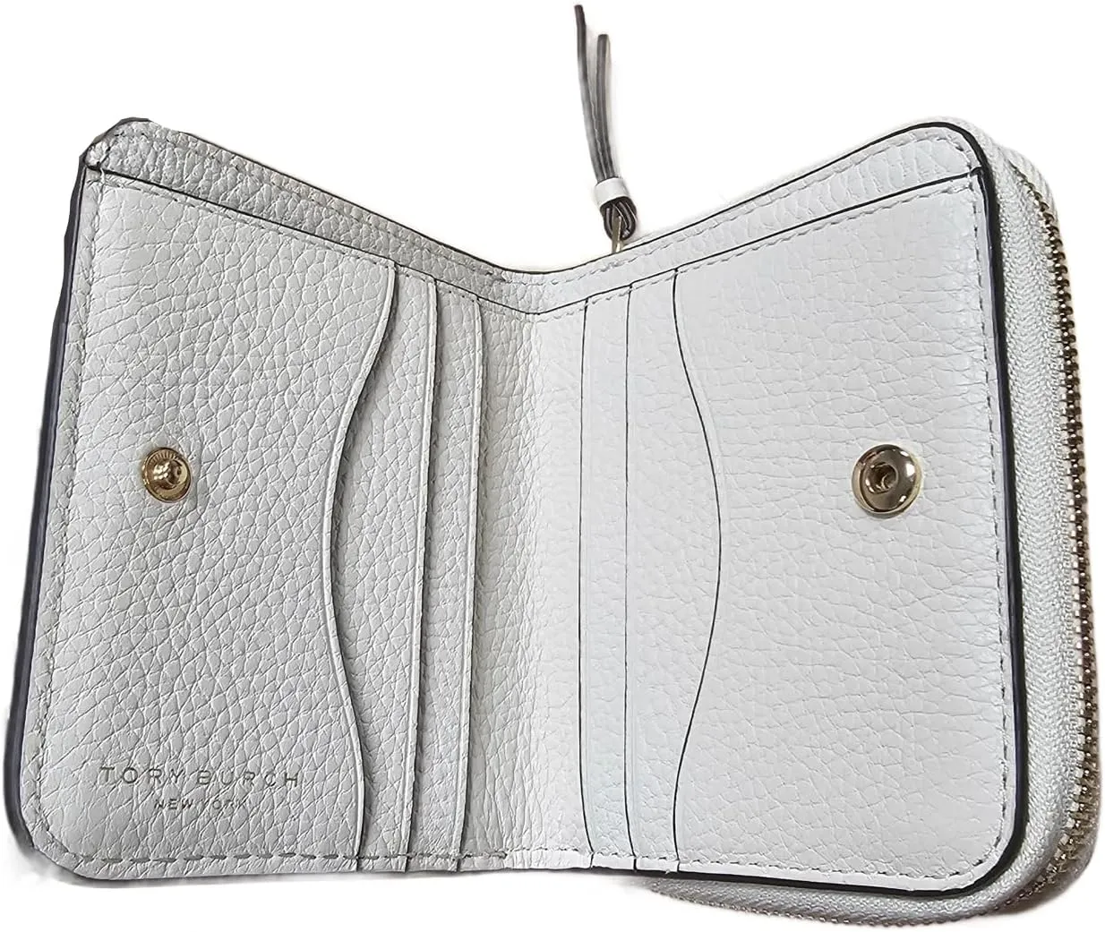Tory Burch 146463 Thea New Ivory White With Gold Hardware Pebbled Leather Women's Bifold Wallet