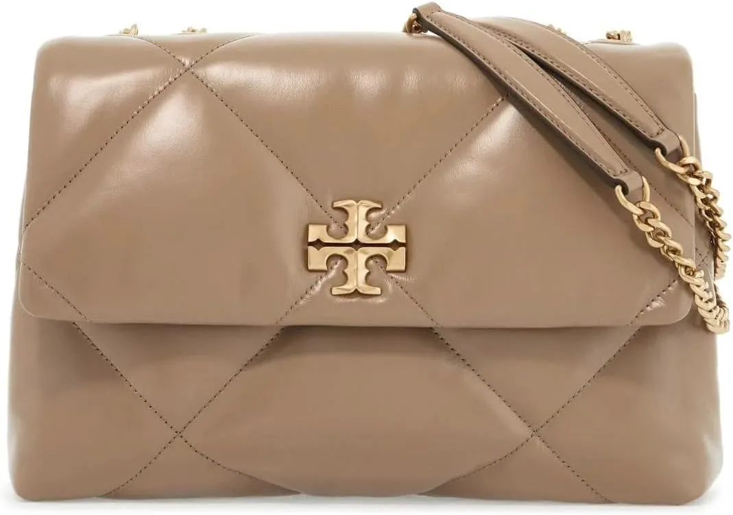 Tory Burch Women's Small Convertible Kira Diamond Quilt Shoulder Handbag Taupe Oak