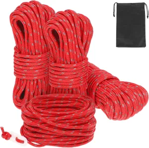 Toyvian 4pcs Reflective Camping Rope Heavy Duty Tent Guide Cord with Storage Bag High Visibility Tensioner for Hiking Climbing Outdoor Adventures